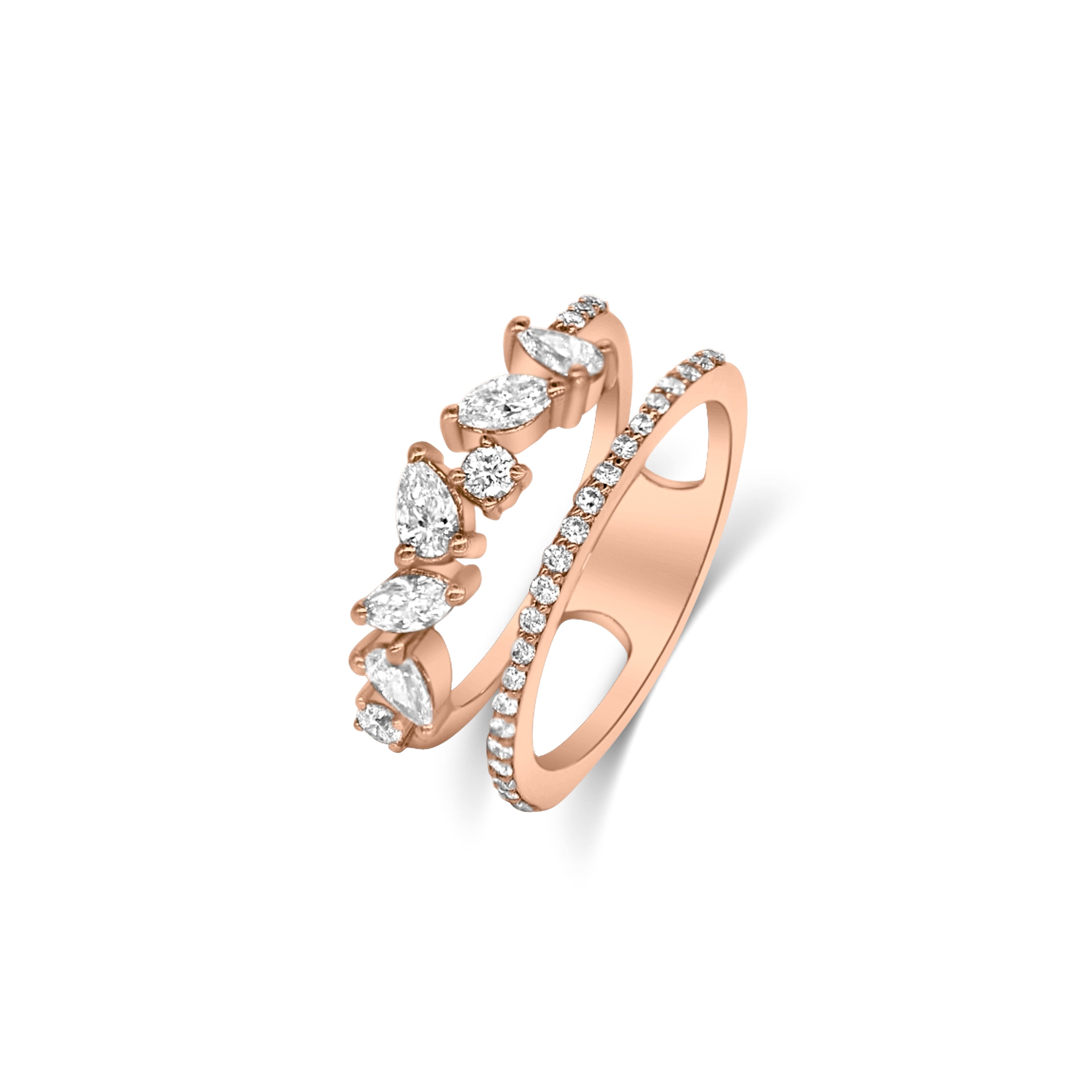 Rose Gold Twin Band Diamond Ring