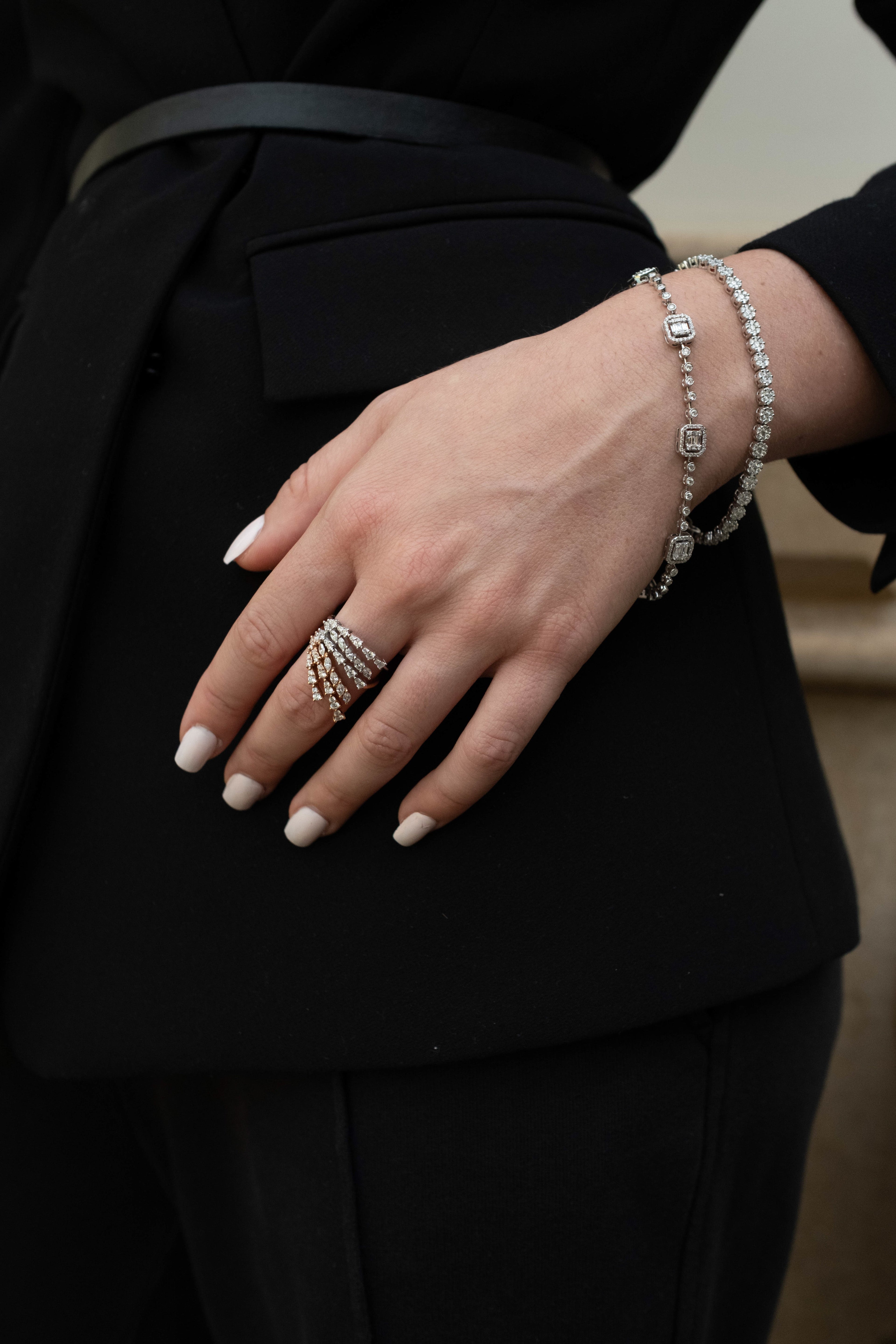 Dual-Tone Cascading Diamond Ring